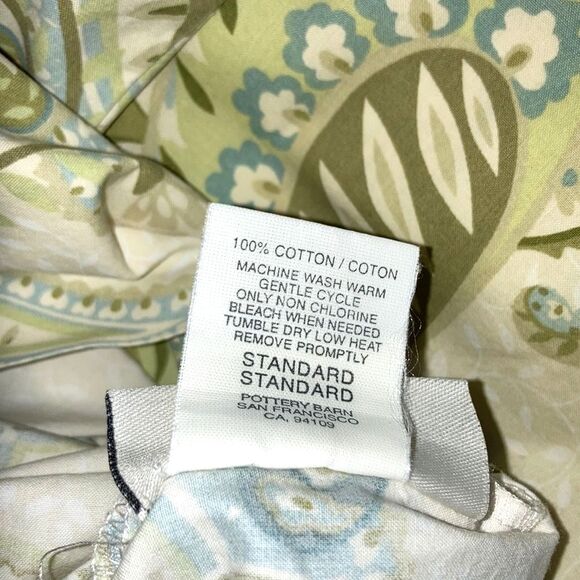 POTTERY BARN Fresco Paisley Pillow Case Blue Green Cream Standard Size - Picture 7 of 9